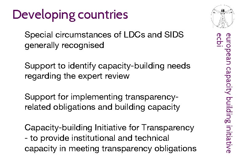 Developing countries Support to identify capacity-building needs regarding the expert review Support for implementing