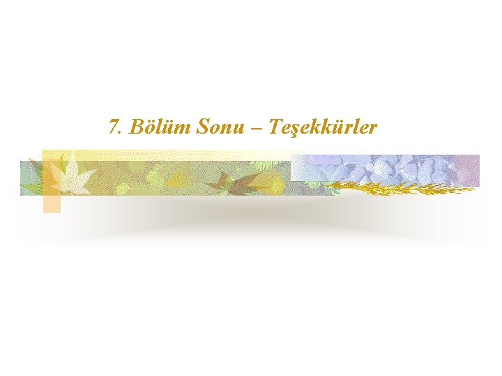 7. Bölüm Sonu – Teşekkürler 