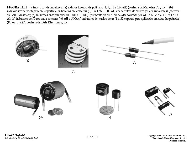 FIGURA 12. 10 Vários tipos de indutores: (a) indutor toroidal de potência (1, 4