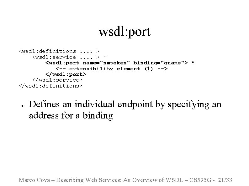 wsdl: port <wsdl: definitions. . > <wsdl: service. . > * <wsdl: port name="nmtoken"