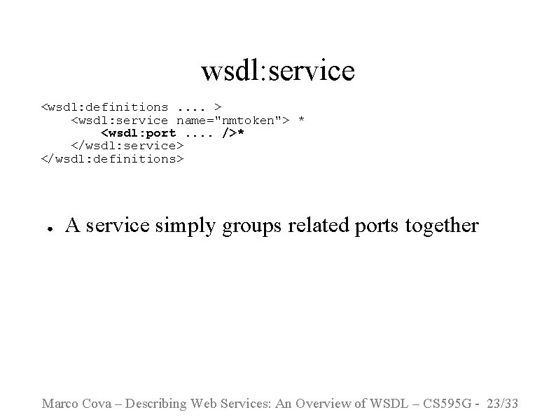 wsdl: service <wsdl: definitions. . > <wsdl: service name="nmtoken"> * <wsdl: port. . />*