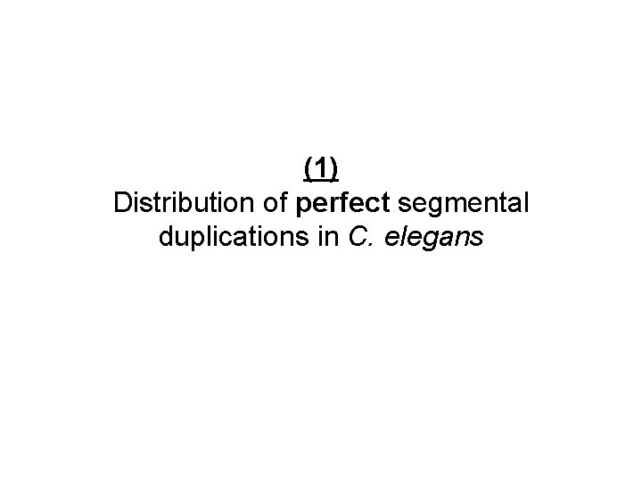 (1) Distribution of perfect segmental duplications in C. elegans 