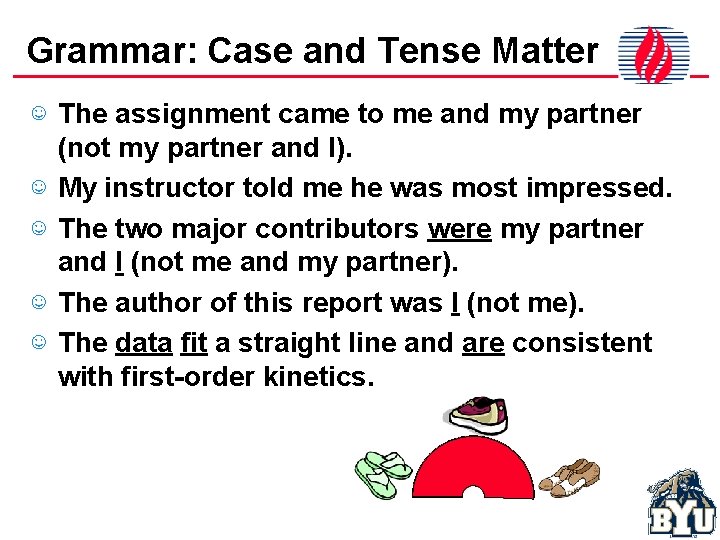 Grammar: Case and Tense Matter ☺ The assignment came to me and my partner