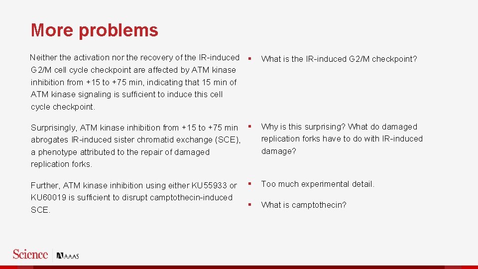 More problems Neither the activation nor the recovery of the IR-induced § What is