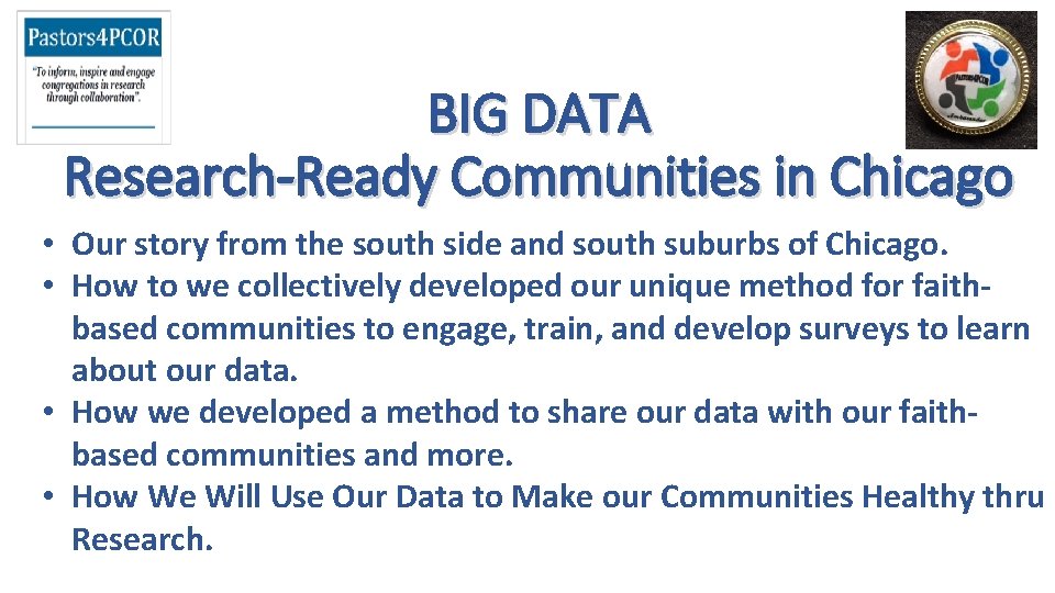 BIG DATA ResearchReady Communities in Chicago Advancing The