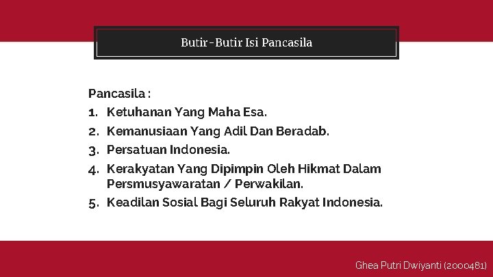 You. Butir-Butir can also split content Isi your Pancasila : 1. 2. 3. 4.