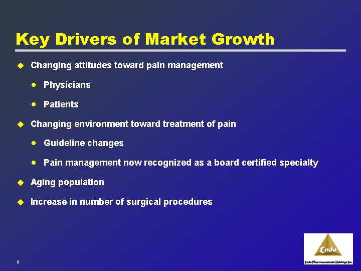 Key Drivers of Market Growth u Changing attitudes toward pain management · Physicians ·