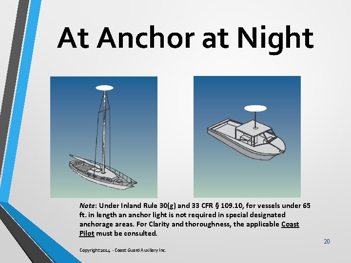 At Anchor at Night Note: Under Inland Rule 30(g) and 33 CFR § 109.