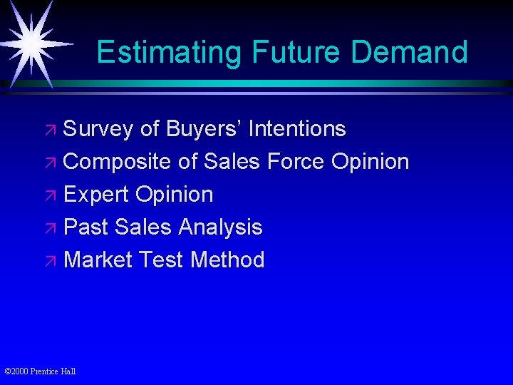 Estimating Future Demand ä Survey of Buyers’ Intentions ä Composite of Sales Force Opinion