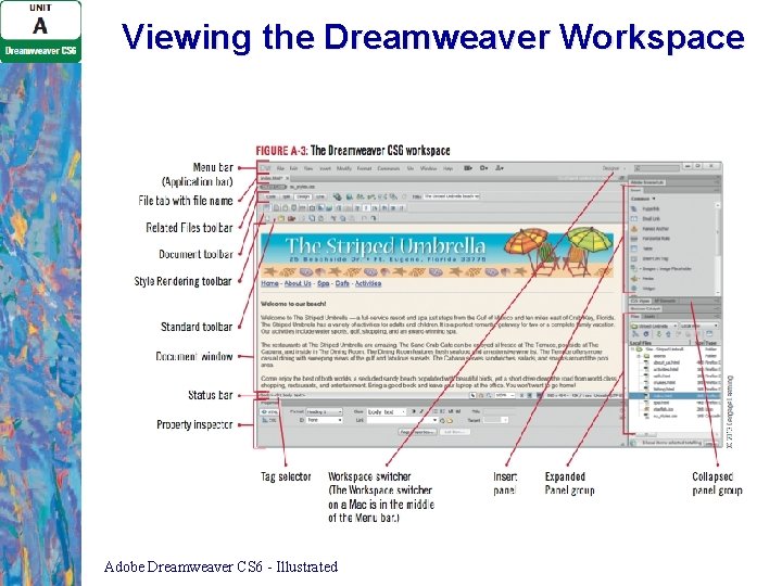 Viewing the Dreamweaver Workspace Adobe Dreamweaver CS 6 - Illustrated Viewing the Dreamweaver Workspace Adobe Dreamweaver CS 6 - Illustrated