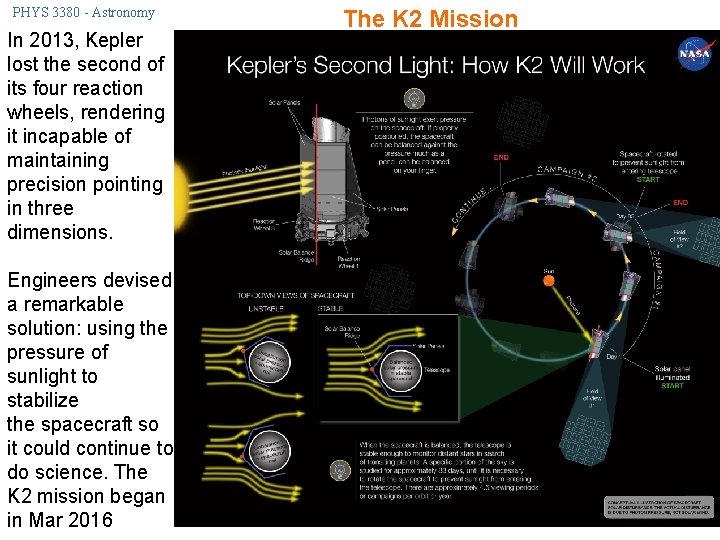 PHYS 3380 - Astronomy In 2013, Kepler lost the second of its four reaction