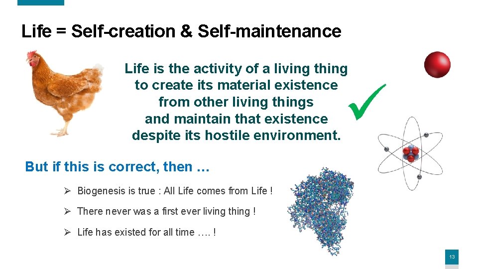 Life = Self-creation & Self-maintenance Life is the activity of a living thing create