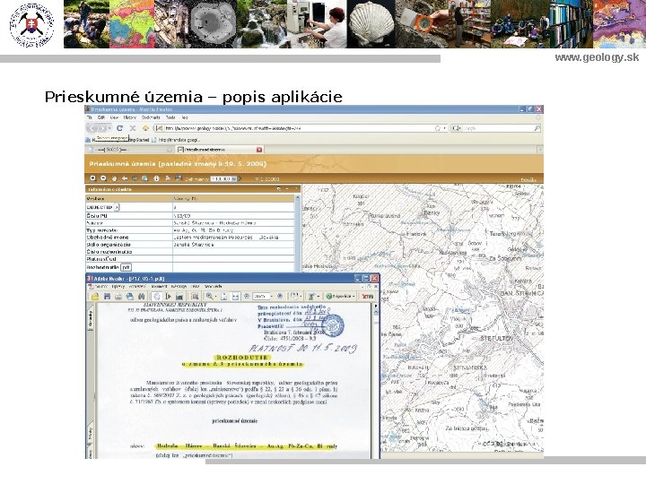 www. geology. sk Prieskumné územia – popis aplikácie 