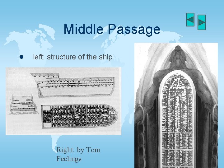 Middle Passage l left: structure of the ship Right: by Tom Feelings 