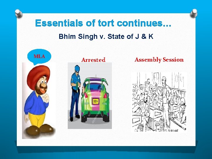 Essentials of tort continues… Bhim Singh v. State of J & K MLA Arrested