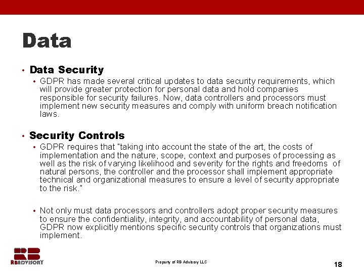 Data • Data Security • GDPR has made several critical updates to data security