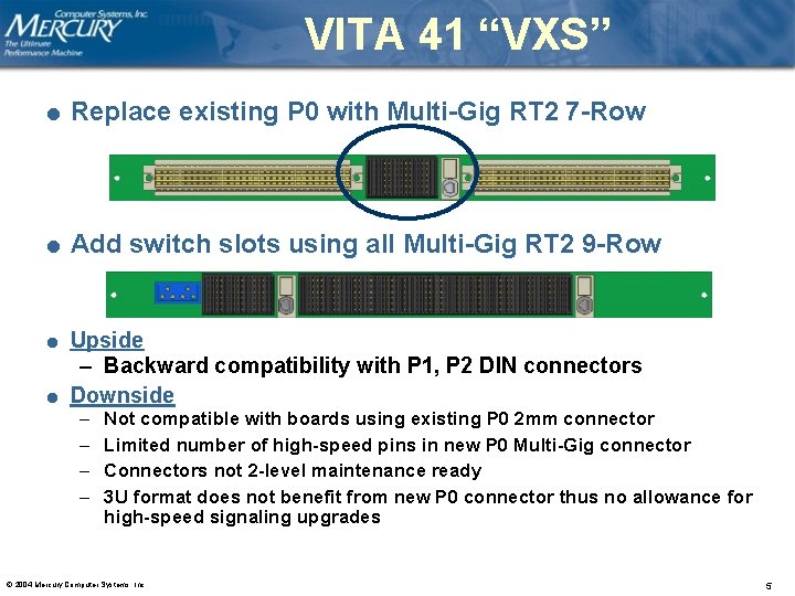 VITA 41 “VXS” l Replace existing P 0 with Multi-Gig RT 2 7 -Row