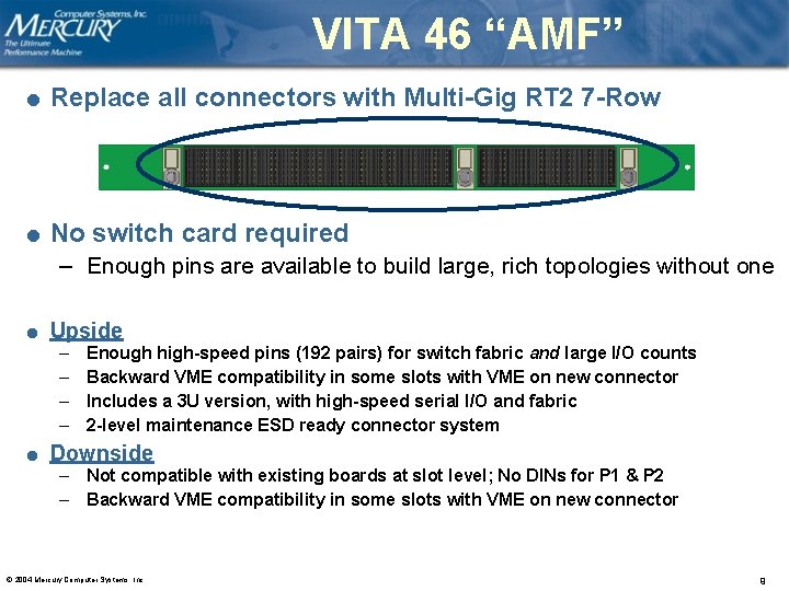 VITA 46 “AMF” l Replace all connectors with Multi-Gig RT 2 7 -Row l