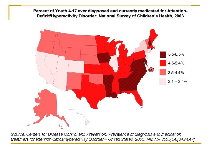 Source: Centers for Disease Control and Prevention. Prevalence of diagnosis and medication treatment for