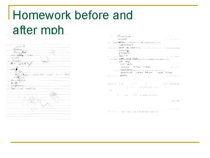 Homework before and after mph 