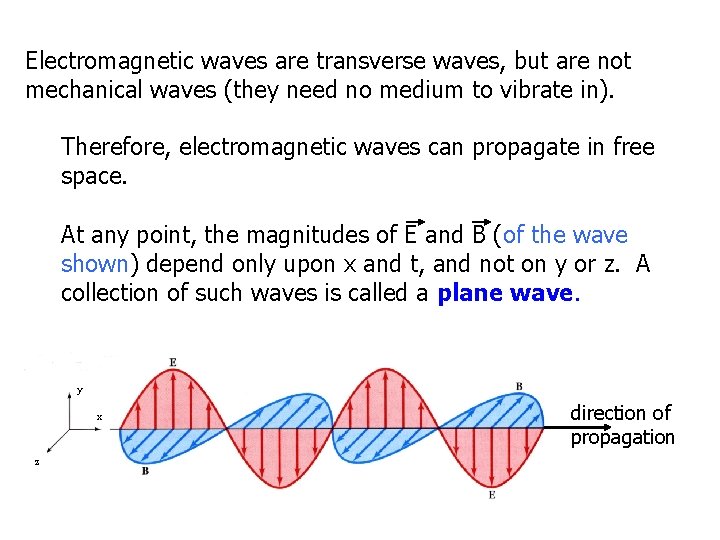 Electromagnetic waves are transverse waves, but are not mechanical waves (they need no medium