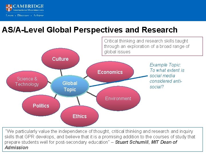 AS/A-Level Global Perspectives and Research Critical thinking and research skills taught through an exploration