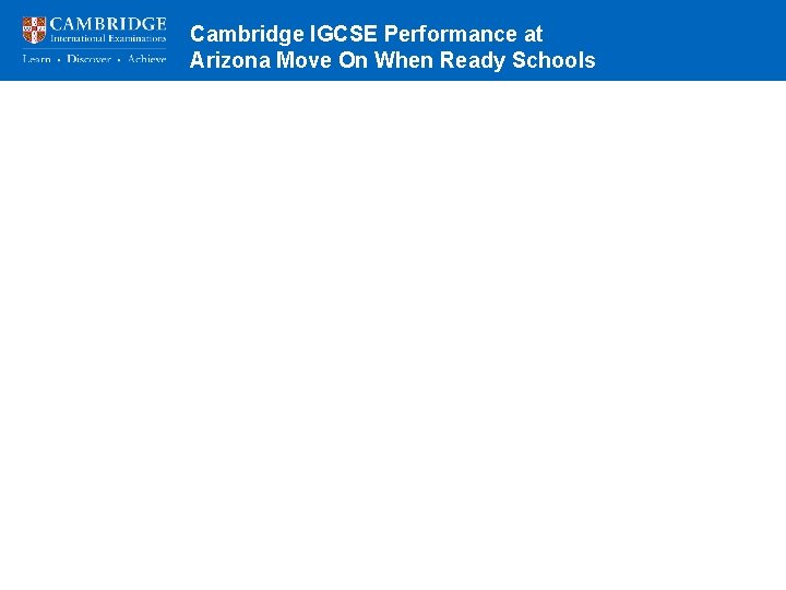 Cambridge IGCSE Performance at Arizona Move On When Ready Schools 