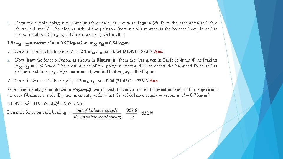 1. Draw the couple polygon to some suitable scale, as shown in Figure (d),