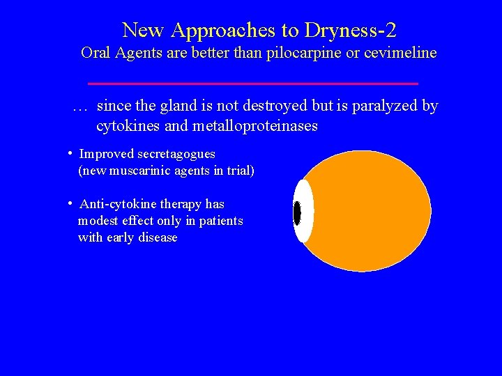 New Approaches to Dryness-2 Oral Agents are better than pilocarpine or cevimeline … since