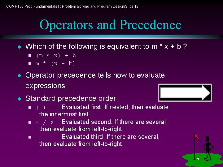 COMP 102 Prog Fundamentals I : Problem Solving and Program Design/Slide 12 Operators and COMP 102 Prog Fundamentals I : Problem Solving and Program Design/Slide 12 Operators and