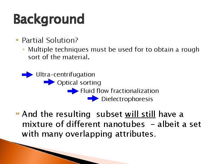 Background Partial Solution? ◦ Multiple techniques must be used for to obtain a rough