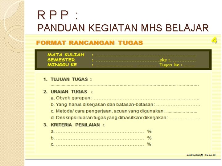 RPP : PANDUAN KEGIATAN MHS BELAJAR 