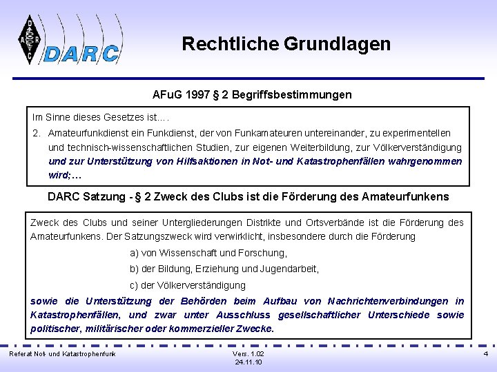 Rechtliche Grundlagen AFu. G 1997 § 2 Begriffsbestimmungen Im Sinne dieses Gesetzes ist…. 2.