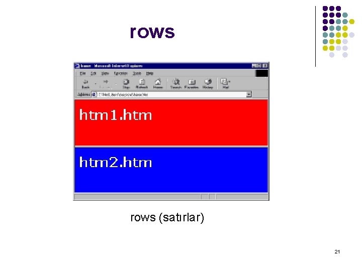 rows (satırlar) 21 