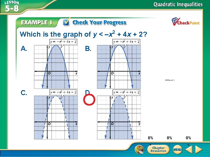 Which is the graph of y < –x 2 + 4 x + 2?
