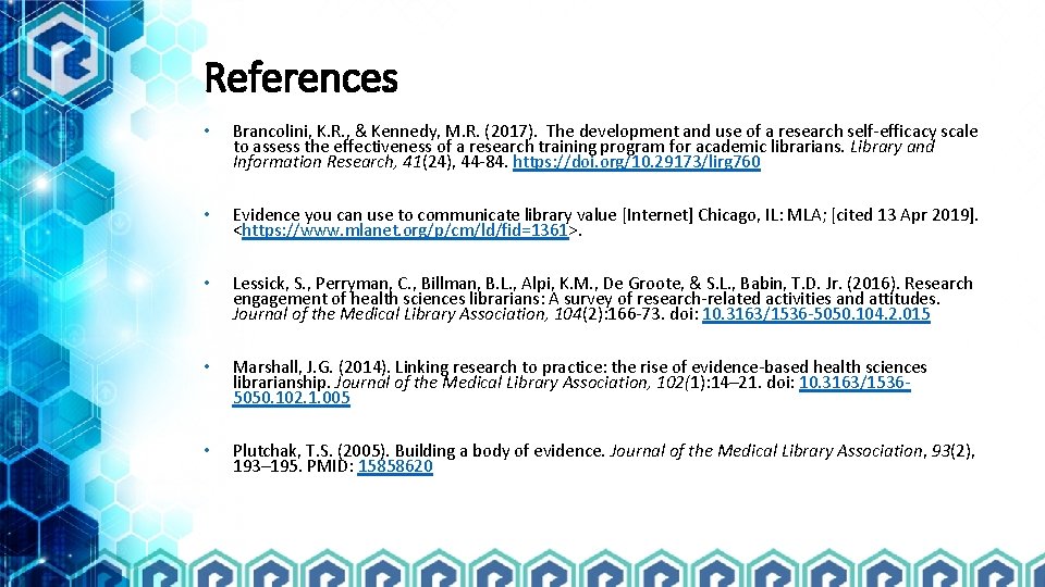 References • Brancolini, K. R. , & Kennedy, M. R. (2017). The development and