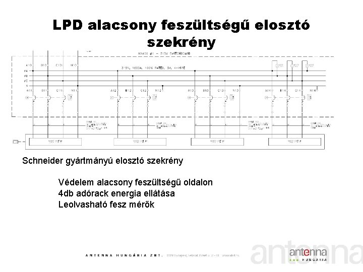 LPD alacsony feszültségű elosztó szekrény Schneider gyártmányú elosztó szekrény Védelem alacsony feszültségű oldalon 4