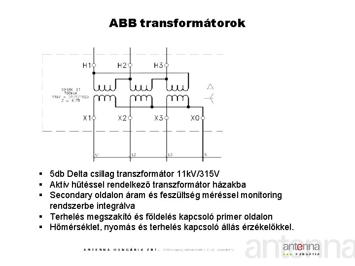 ABB transformátorok § 5 db Delta csillag transzformátor 11 k. V/315 V § Aktív