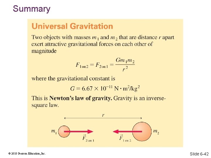Summary © 2010 Pearson Education, Inc. Slide 6 -42 