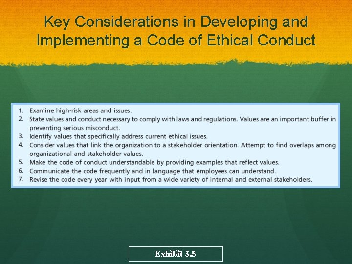 Key Considerations in Developing and Implementing a Code of Ethical Conduct 3 -15 3.