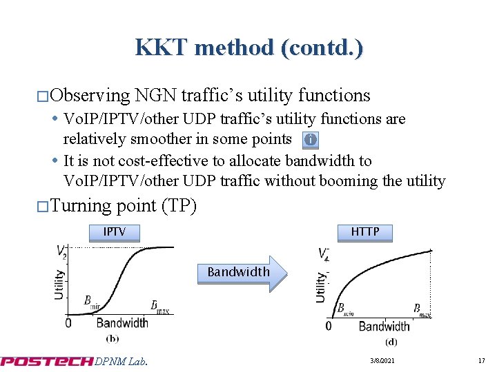 KKT method (contd. ) �Observing NGN traffic’s utility functions Vo. IP/IPTV/other UDP traffic’s utility