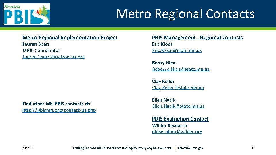 Metro Regional Contacts Metro Regional Implementation Project Lauren Sparr MRIP Coordinator Lauren. Sparr@metroecsu. org