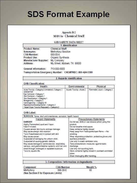 SDS Format Example 14 