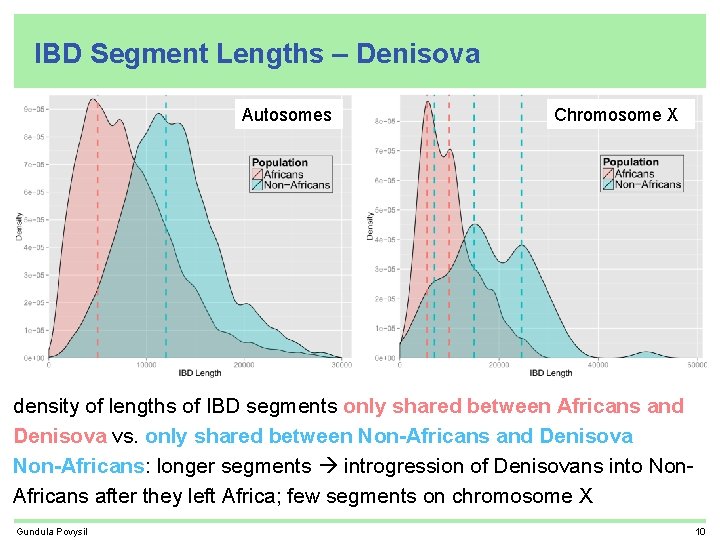 IBD Segment Lengths – Denisova Autosomes Chromosome X density of lengths of IBD segments