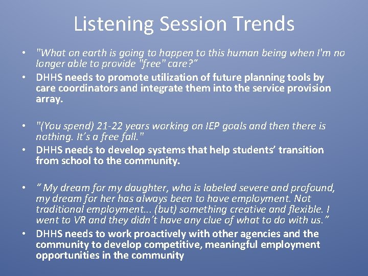 Listening Session Trends • "What on earth is going to happen to this human