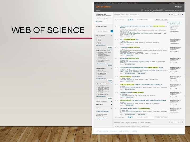 8 de março de 2021 WEB OF SCIENCE 