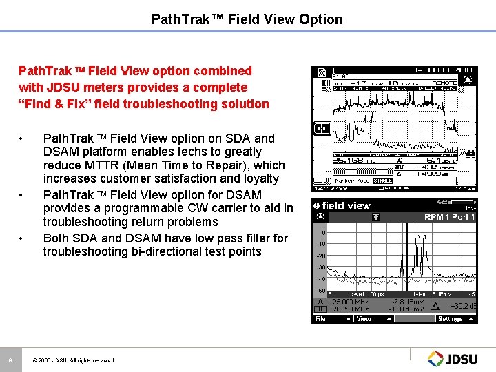 Path. Trak™ Field View Option Path. Trak Field View option combined with JDSU meters