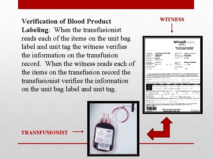 Verification of Blood Product Labeling: When the transfusionist reads each of the items on