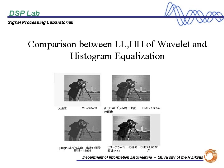 DSP Lab Signal Processing Laboratories Comparison between LL, HH of Wavelet and Histogram Equalization
