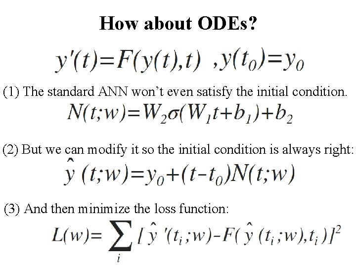 How about ODEs? (1) The standard ANN won’t even satisfy the initial condition. (2)